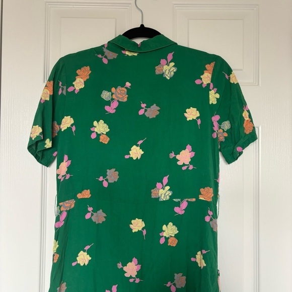 Modcloth Green Floral Button Front Dress With Pockets Size Small - Picture 9 of 10